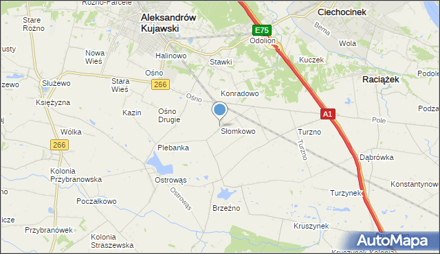 mapa Słomkowo, Słomkowo gmina Aleksandrów Kujawski na mapie Targeo
